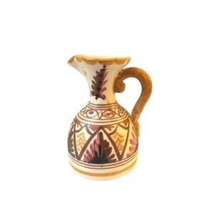 Vtg Toledo Spain Matte Ceramic hand painted pitcher.